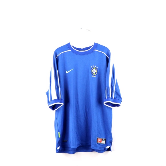 Vintage 90s Nike Brazil Soccer Jersey Blue 1998